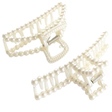 Pince À Cheveux En Perles Synthétiques - blanc, 2 pcs.