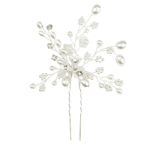Epingle à cheveux avec perles et pierres, coloris argenté