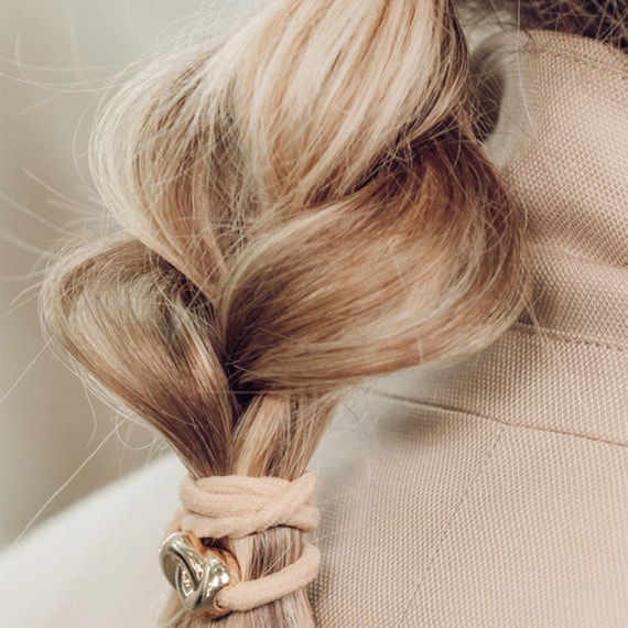 Hair Tie Metal Details 3-pack Cream