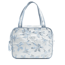 Cosmetic Bag with Handle - Blue Brocade