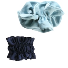 Geraffte Satin Scrunchies - hellblau & navy