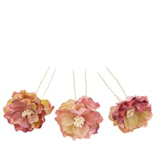 Epingle À Cheveux Avec De Délicates Fleurs - vieux rose marbré, 3 pcs.