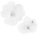 Fleur en tissu sur barrette à cheveux avec perles et pierres, coloris blanc, lot de 2