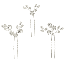 Set Of 3 Hairpins With Rhinestones & Pearls