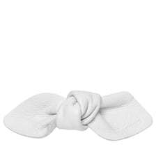 Leather Bow Small On Hair Clip White