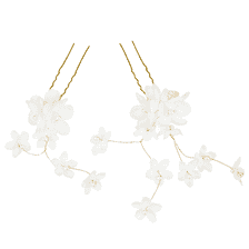Set de 2 épingles à cheveux différentes avec des perles blanches petites fleurs et perles