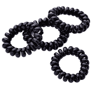 Eco-Line Spiral Hair Tie, Black, 4 Pieces