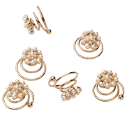 Spirales Curlies dorées avec de fines perles