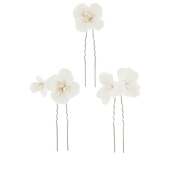 Hairpins With Ceramic Blossoms