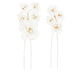 Hairpin with enamel flowers and pearls, white, 2 pack