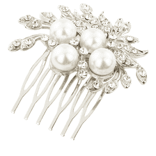 Peigne À Cheveux Avec Perles Et Pierres - argent
