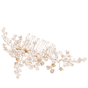 Blossoms and pearls hair comb for a vintage bridal hairstyle