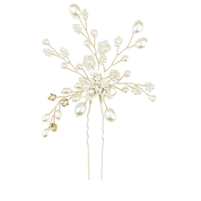 Epingle à cheveux avec perles et pierres, coloris doré