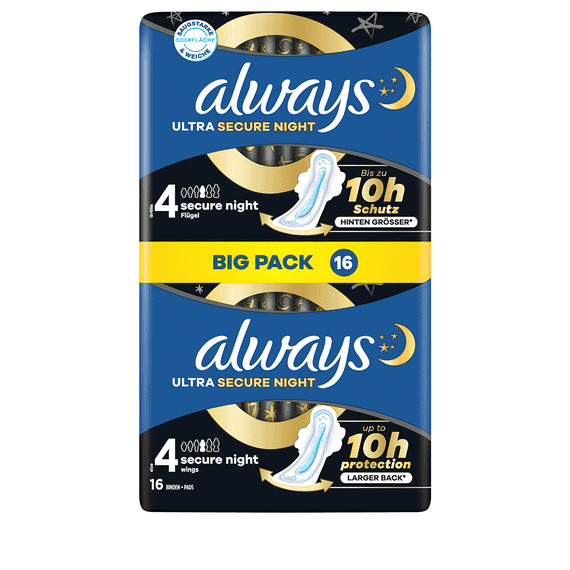 Ultra Serviette Secure Night Avec Ailes Grand Pack - 16 pcs.
