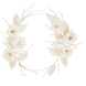 corona di capelli lussureggiante con fiori di tessuto bianco e perle, foglie di perle
