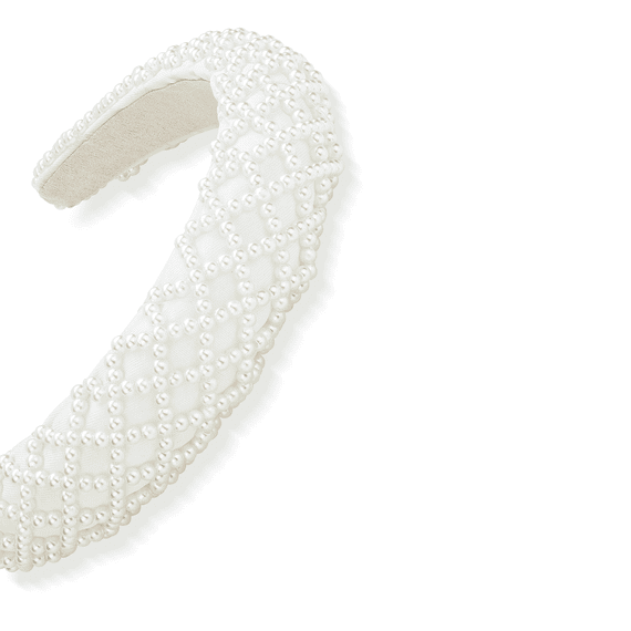 Serre-tête avec perles, 3 cm, coloris blanc cassé