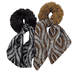 Fake Fur Scrunchie con Fiocco in Satin - marrone e nero