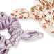 Scrunchie mit Schlaufe für Kinder, bedruckter und glänzender Stoff, 5 cm Durchmesser, 2 Stück