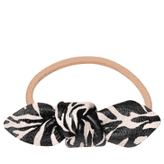 Leather Bow Small Hair Tie Zebra