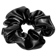 Leather Scrunchie Narrow Black
