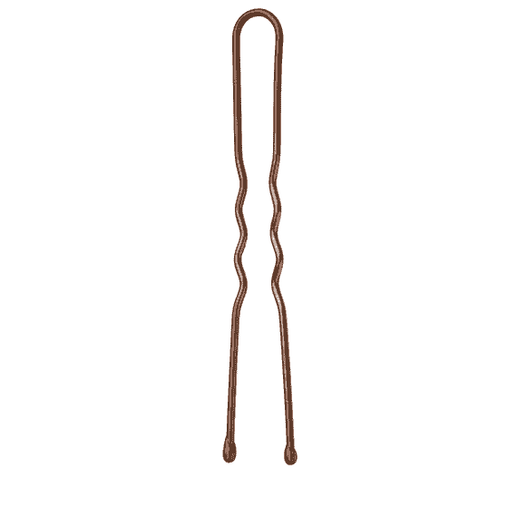 Invisible Hair Pins, waved, U-shaped, 45 mm - with exopy drop, 50 pcs, brown