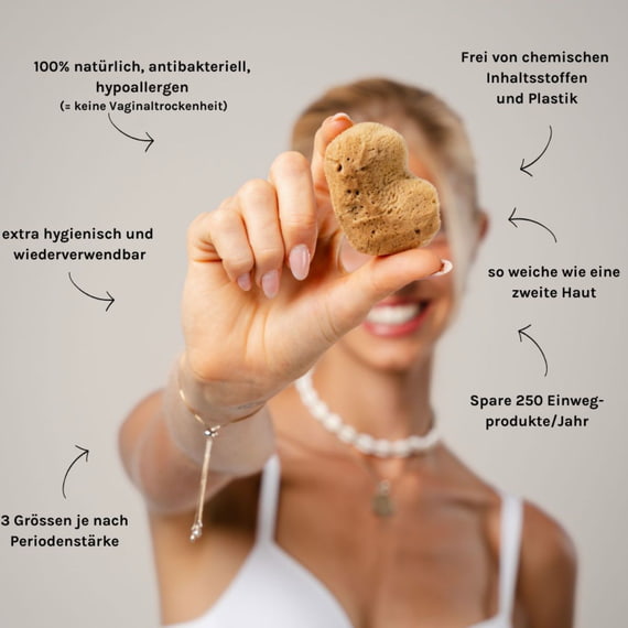 Menstruationsschwämme mit Rückholfaden S - 3 Stk.