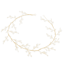 Décoration fil en or clair avec des petites fleurs en perles