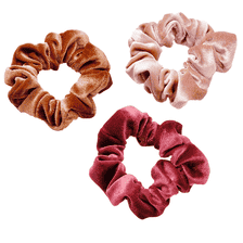 Chouchou Yoga velours, par 3, sable, marron et terracotta
