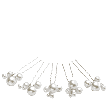 Hairpin with five differently sized pearls, silver, ivory, 5 pieces