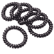 Longs élastiques à cheveux spirale, 5 cm de diamètre, noirs, par 6