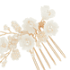 Hair Comb With Flowers - Gold