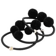 Hair Tie Pom Pom "Ibiza" 3-pack Black