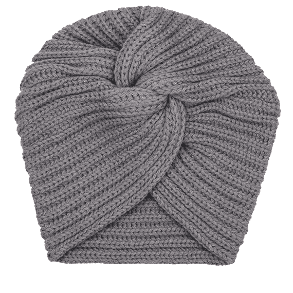 Berretto a turbante in maglia, grigio