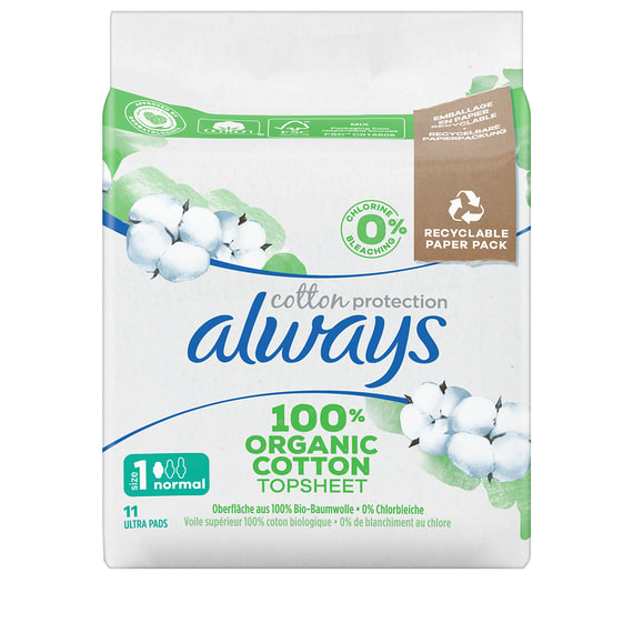 Serviettes Hygiéniques Normal avec Ailettes - 11 Pcs.