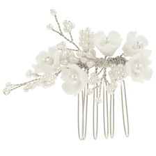 Hair Comb With Flowers - Silver