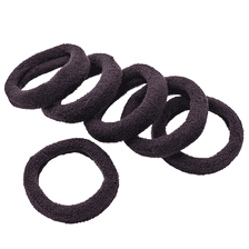 Élastiques À Cheveux En Tissu Éponge Doux, Ø 4 cm, 6 pcs. - Noir