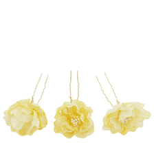 Epingle À Cheveux Avec De Délicates Fleurs - marbré jaune clair, 3 pcs.