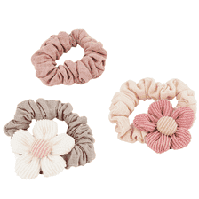 Scrunchie con fiore, 3 pezzi