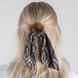 Fake Fur Scrunchie con Fiocco in Satin - marrone e nero