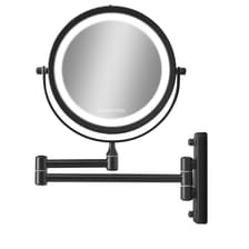 Double-sided Wall Mirror In Matt Black With Led Light - x1/x10 Magnification