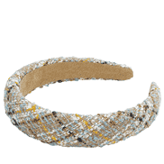 Bouclé headband beige-white and blue
