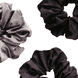 Satin Scrunchies - noir, gris, violet foncé