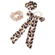 Elastique twister avec long foulard et un lot de deux chouchous unis et avec imprimé léopard, coloris noir-marron