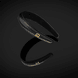 Black Leather Puffed Headband with Gold Plated Logo