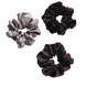 Satin Scrunchies - noir, gris, violet foncé