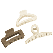 Hair clip in three shapes, sand, beige and brown, triopack