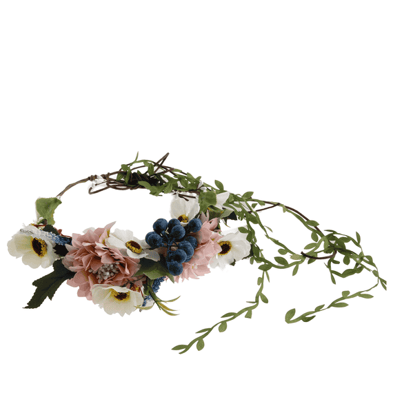 Lussureggiante corona di capelli con fiori e frutta