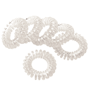Fins élastiques à cheveux spirale, 3 cm de diamètre, transparents, par 6