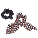 Scrunchie stampato con cappio e tinta unita, marrone, blu, Duopack