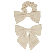 Set De Mailles Scrunchie & Barrette - Blanc Cassé